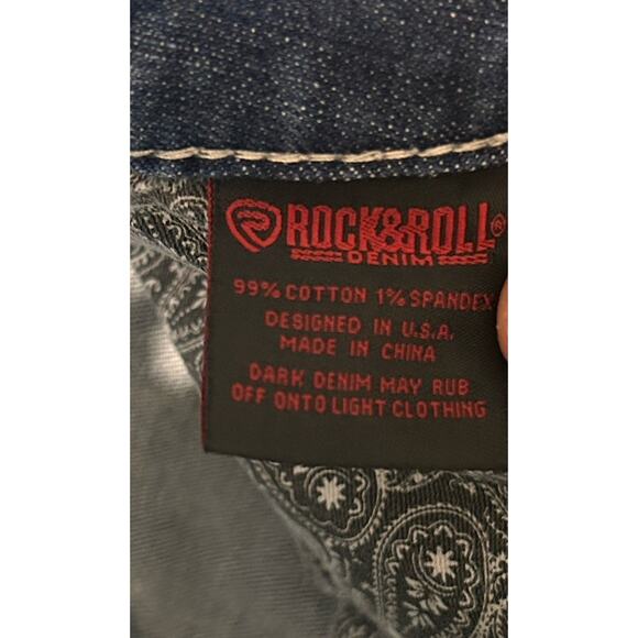 Rock & Roll Denim Pistol Straight Jeans Men 29x32 Wash Thick Stitch Cowboy - Picture 6 of 8